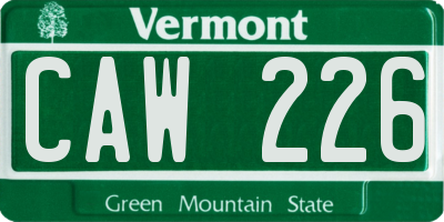 VT license plate CAW226