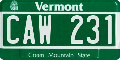 VT license plate CAW231