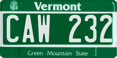 VT license plate CAW232