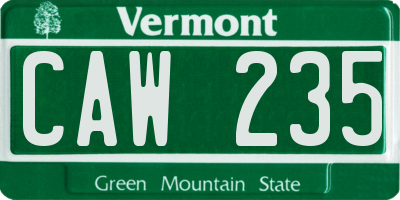 VT license plate CAW235