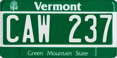 VT license plate CAW237