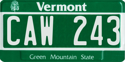 VT license plate CAW243