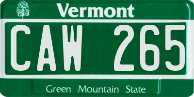 VT license plate CAW265