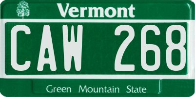 VT license plate CAW268
