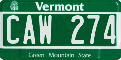 VT license plate CAW274