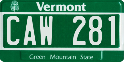 VT license plate CAW281