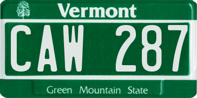 VT license plate CAW287
