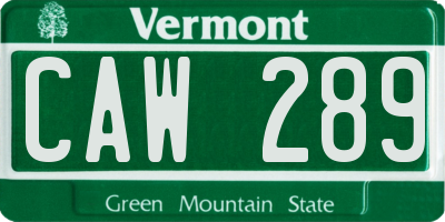 VT license plate CAW289
