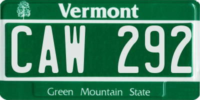 VT license plate CAW292
