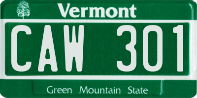 VT license plate CAW301