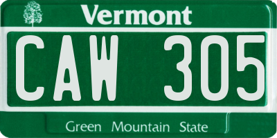 VT license plate CAW305