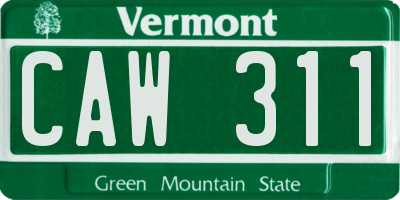 VT license plate CAW311