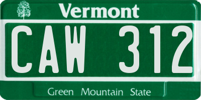 VT license plate CAW312