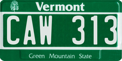 VT license plate CAW313