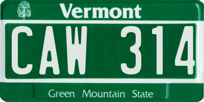 VT license plate CAW314