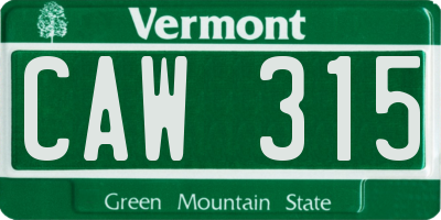 VT license plate CAW315