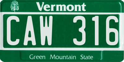 VT license plate CAW316