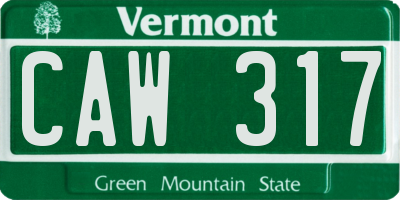 VT license plate CAW317
