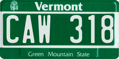 VT license plate CAW318