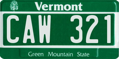 VT license plate CAW321