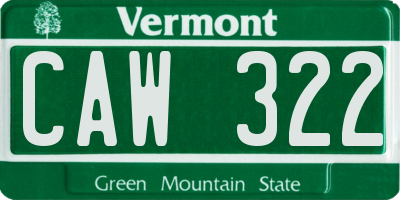 VT license plate CAW322