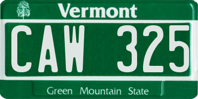 VT license plate CAW325