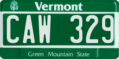 VT license plate CAW329