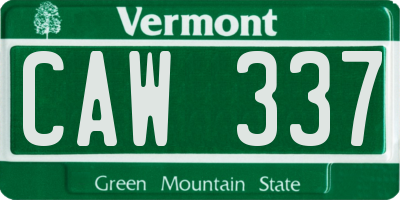 VT license plate CAW337
