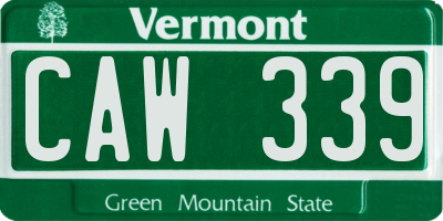 VT license plate CAW339