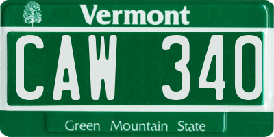 VT license plate CAW340