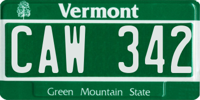 VT license plate CAW342