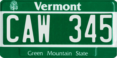 VT license plate CAW345