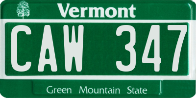 VT license plate CAW347