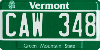 VT license plate CAW348