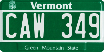 VT license plate CAW349