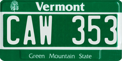 VT license plate CAW353