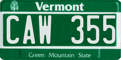 VT license plate CAW355