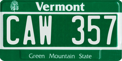 VT license plate CAW357