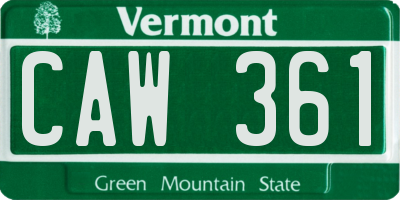 VT license plate CAW361