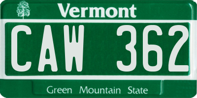 VT license plate CAW362