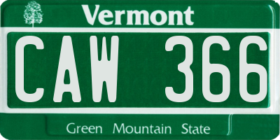 VT license plate CAW366