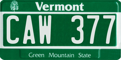 VT license plate CAW377
