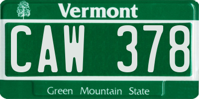 VT license plate CAW378