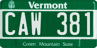 VT license plate CAW381