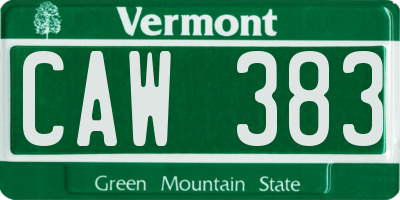 VT license plate CAW383