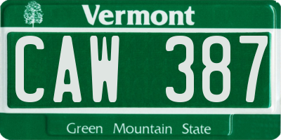 VT license plate CAW387