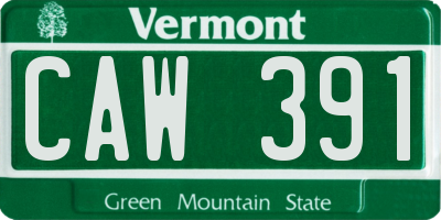 VT license plate CAW391