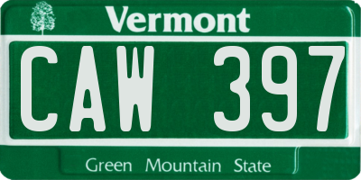 VT license plate CAW397