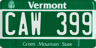 VT license plate CAW399