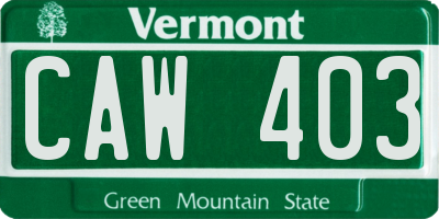 VT license plate CAW403